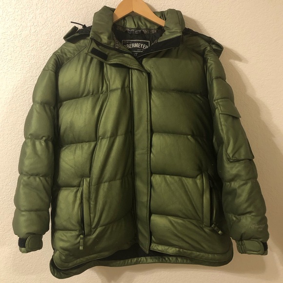 Obermeyer Womens Olive Puffer Goose Down Hooded Ski Jacket - Size 12 - Picture 1 of 15